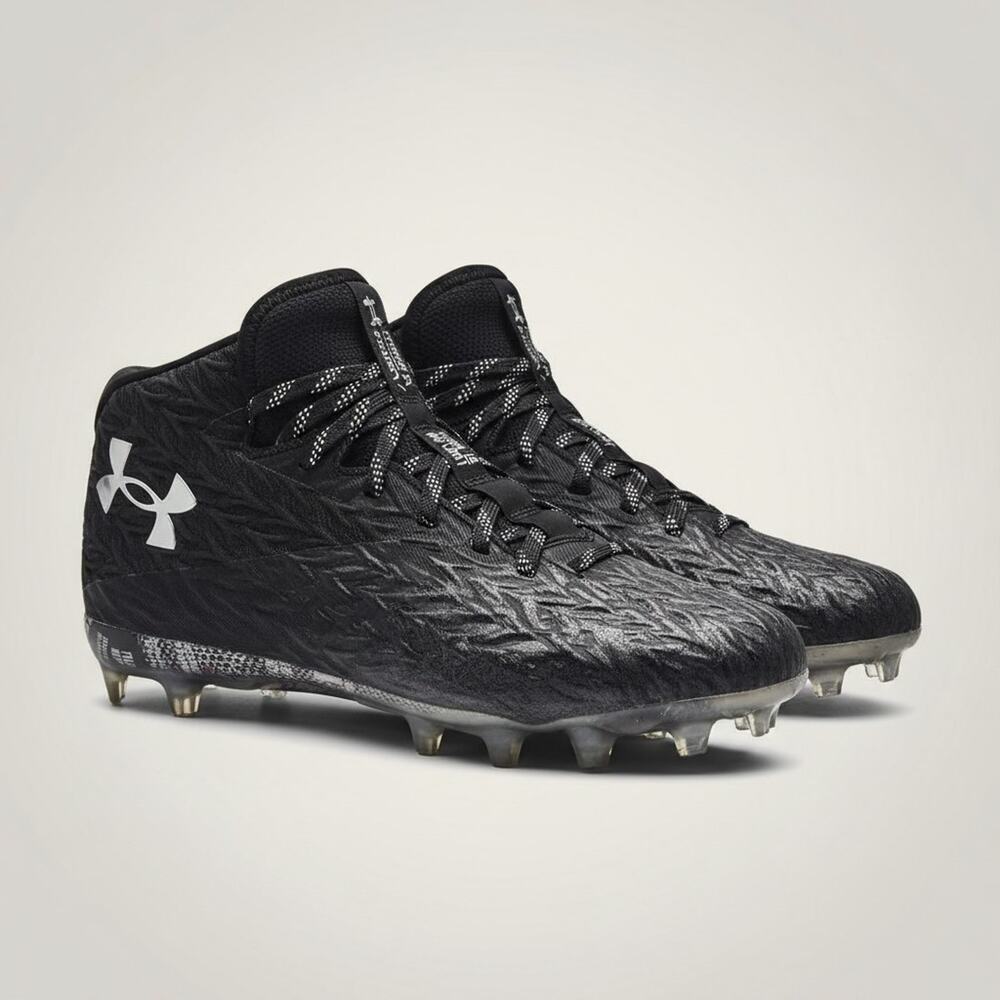 Under Armour Spotlight 4 MC Football Cleats Black Mens 7.5 Mid Top